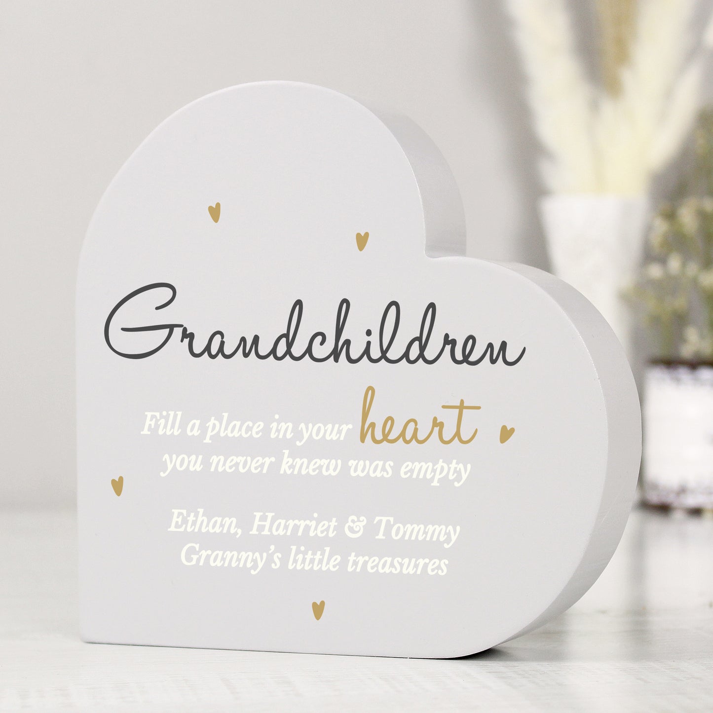 Personalised Grandchildren Free Standing Heart Ornament