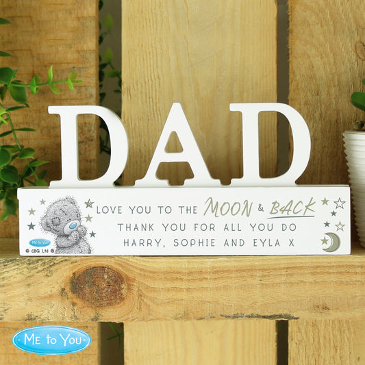 Personalised Me To You Moon and Back Wooden Dad Ornament