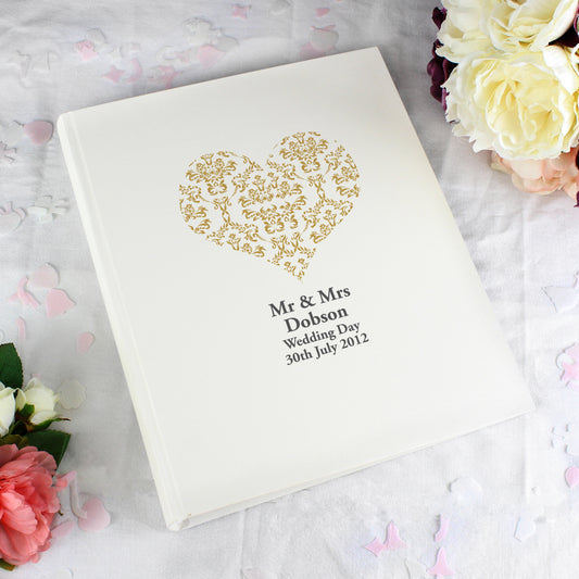 Personalised Gold Damask Heart Traditional Photo Album