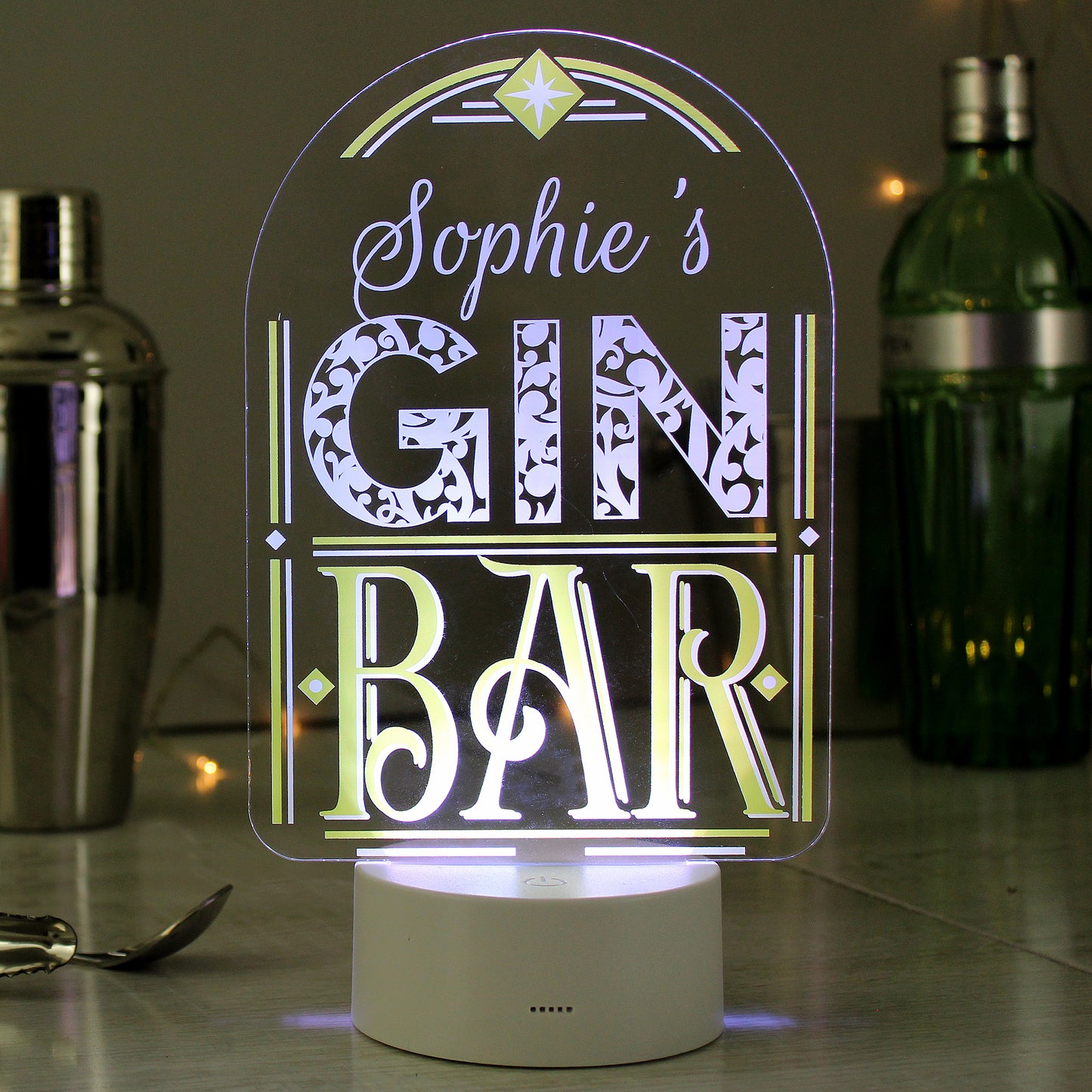 Personalised Gin Bar LED Colour Changing Night Light