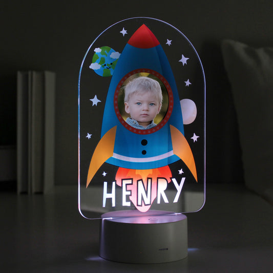 Personalised Rocket Photo Upload LED Colour Changing Night Light