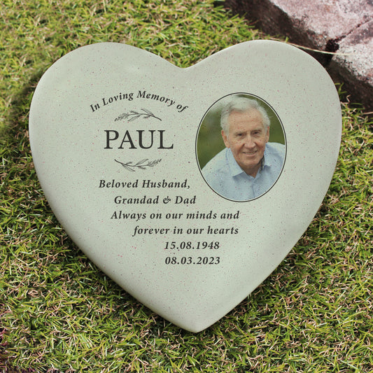 Personalised In Loving Memory Photo Upload Memorial Resin Heart