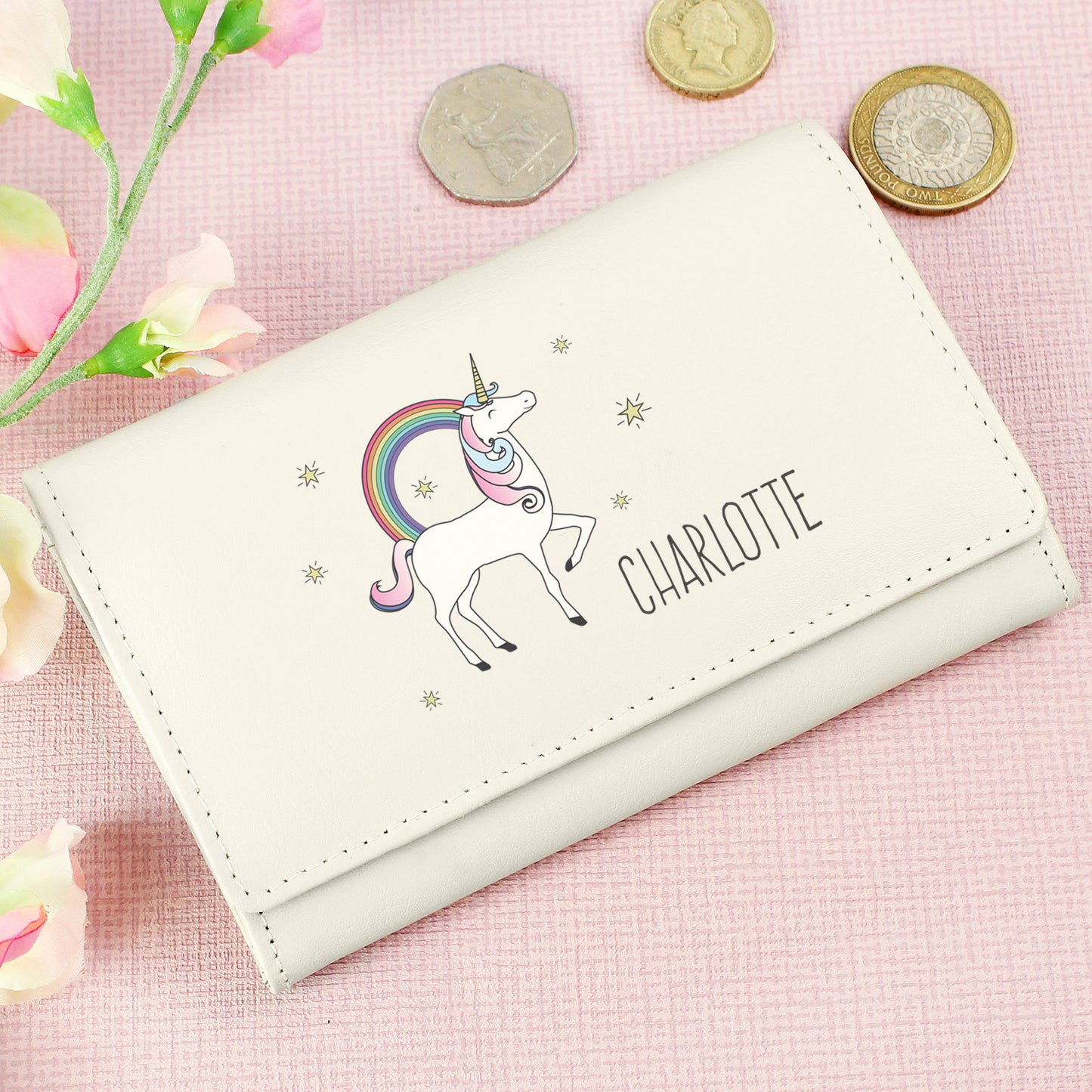 Personalised Unicorn Cream Purse