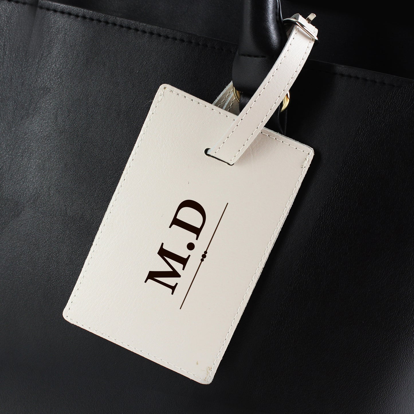 Personalised Classic Initials Cream Luggage Tag